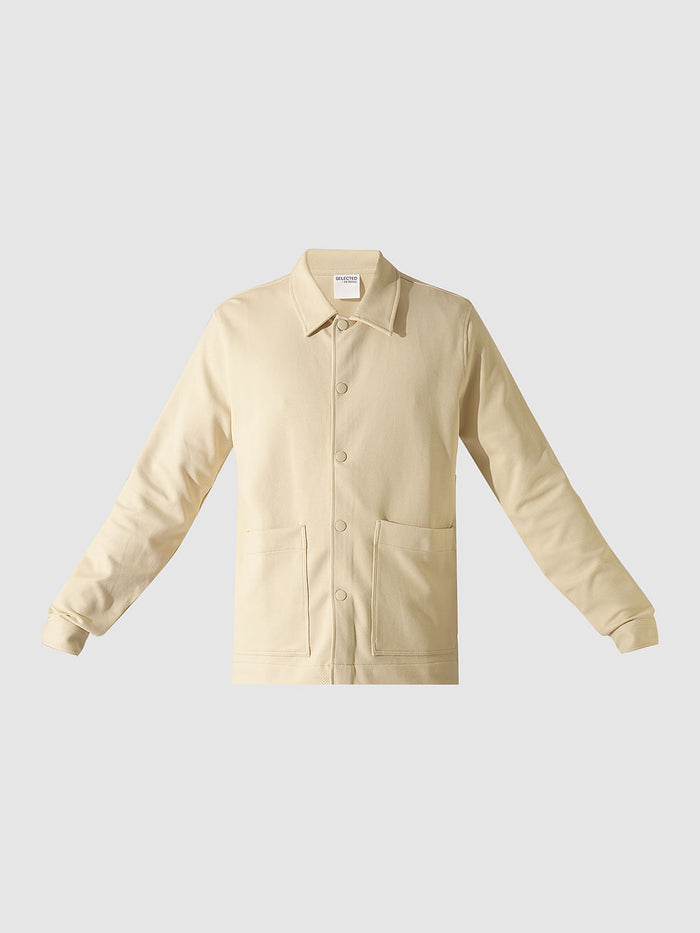 Beige Twill Jersey Overshirt