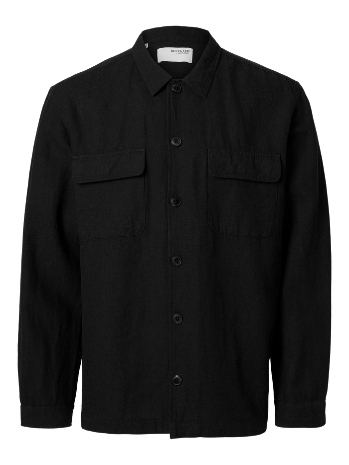 Black Linen Overshirt