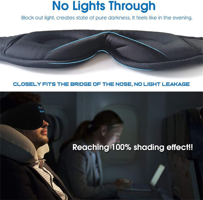 Blackout Bluetooth sleep mask in use
