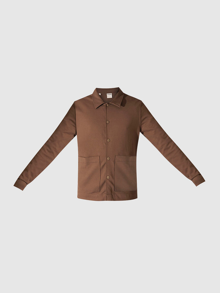Brown Twill Jersey Overshirt