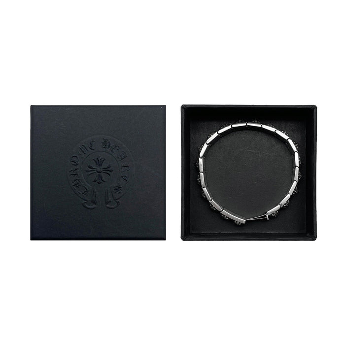 Chrome Hearts Silver Cross Diamonds Pyramid Hinged Plus Bracelet - SHENGLI ROAD MARKET