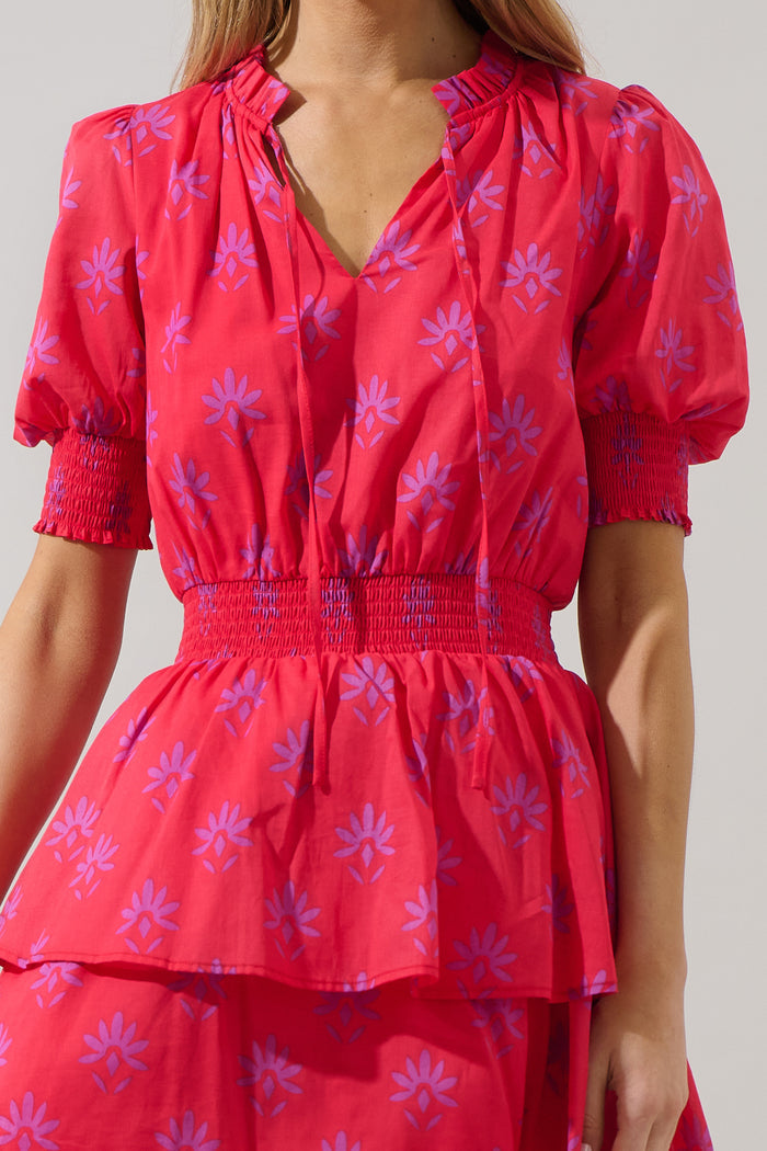 Delmas Floral Rai Ruffle Mini Dress