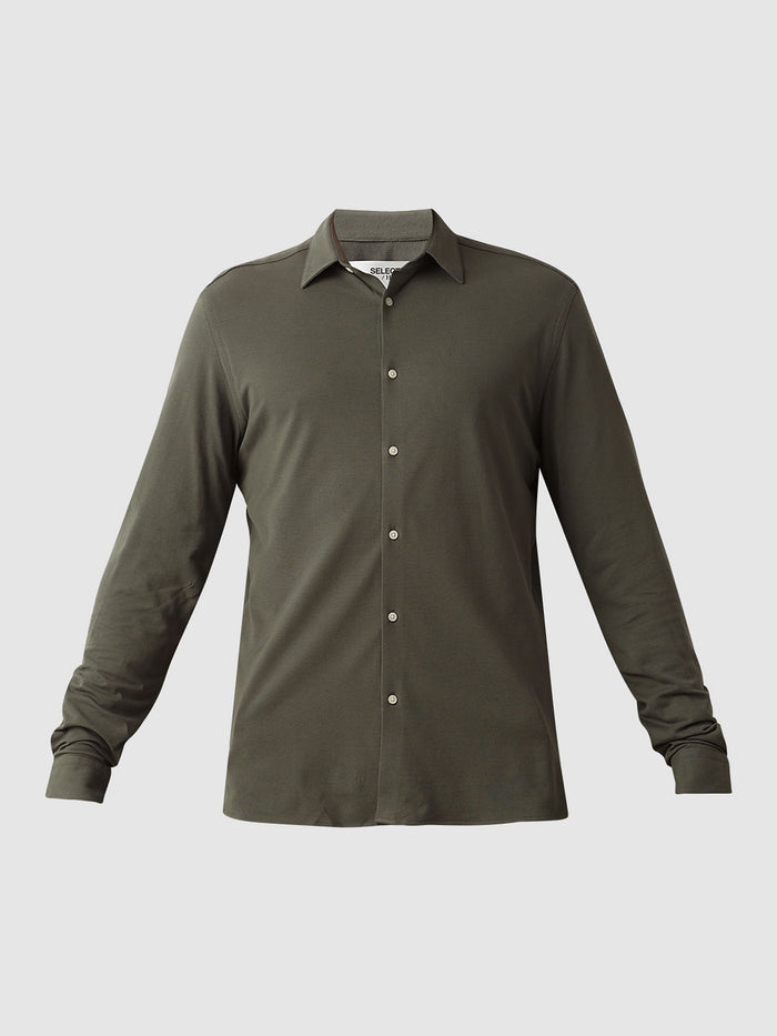 Green Cotton Knitted Shirt
