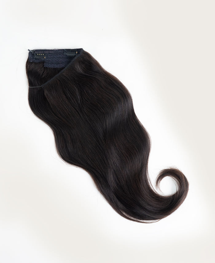 halo one-step hair extensions dark brown.