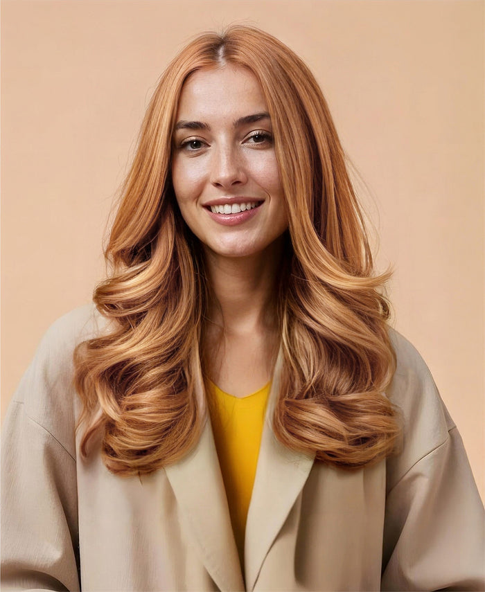 halo one-step hair extensions strawberry blonde.