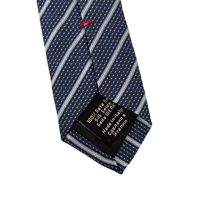 Hugo Boss Navy Blue Striped Silk Tie