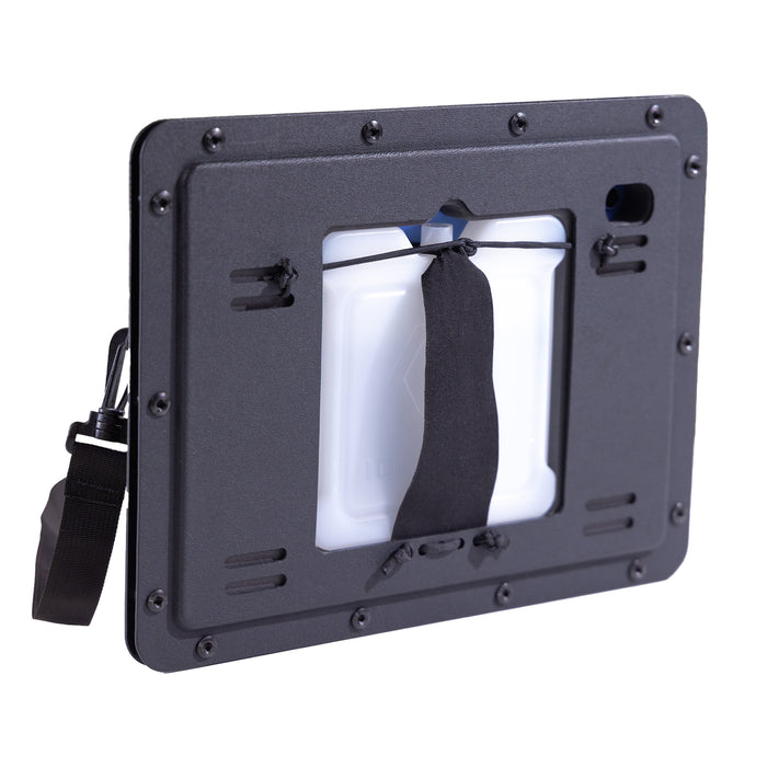 Angled rear view of ICECASE Gen 3 showing white ICEBLOQ cooling insert.