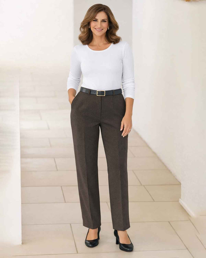 Ladies Flannel Trousers - Chocolate - The Classic Boutique