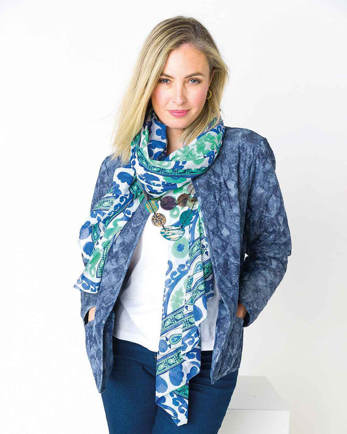 Margot Patterned Pure Cotton Scarf - The Classic Boutique
