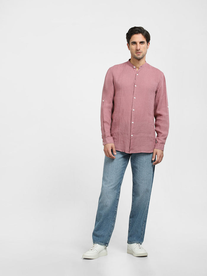 Mauve Linen Full Sleeves Shirt