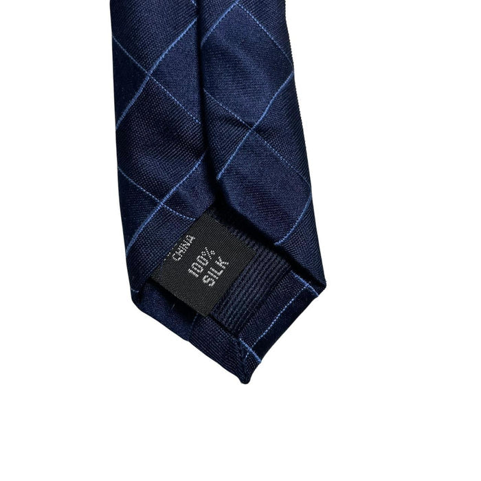Michael Kors Navy Blue Check Silk Tie