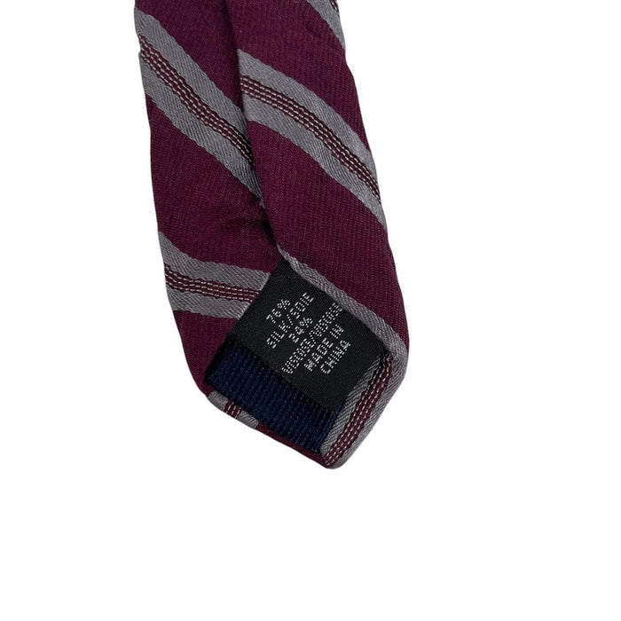 Michael Kors Burgundy Striped Silk Blend Tie