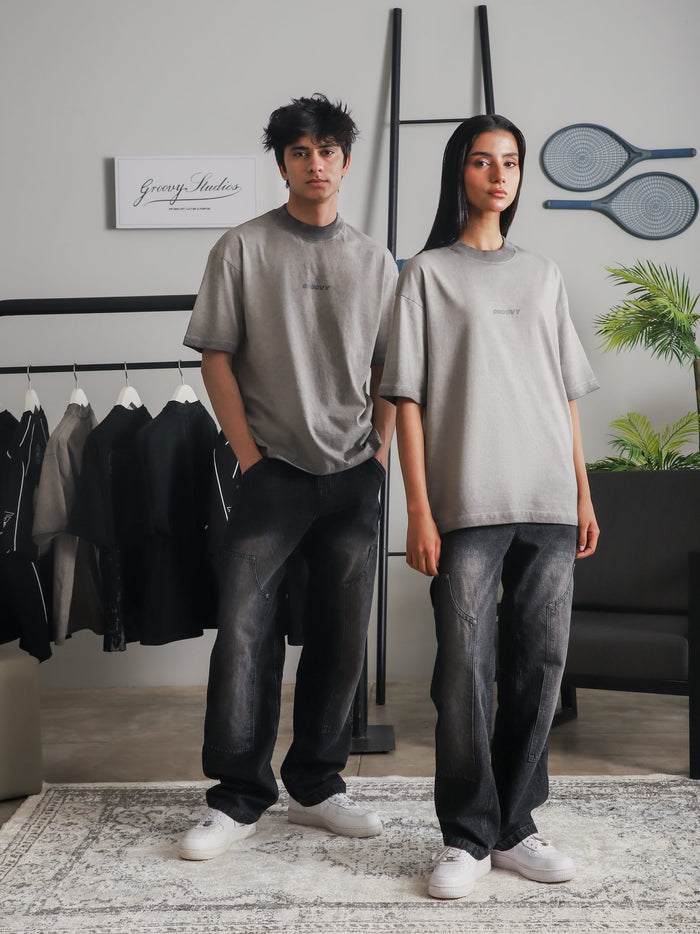 Oil fade blank tee product detail label fabric texture washed Pakistan – GROOVY