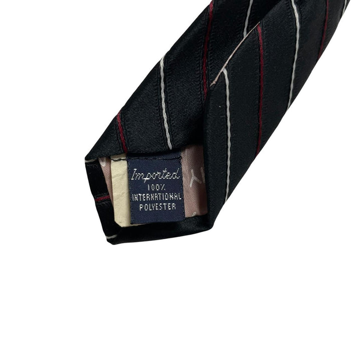 Givenchy black striped polyester tie with subtle sheen and vintage design.