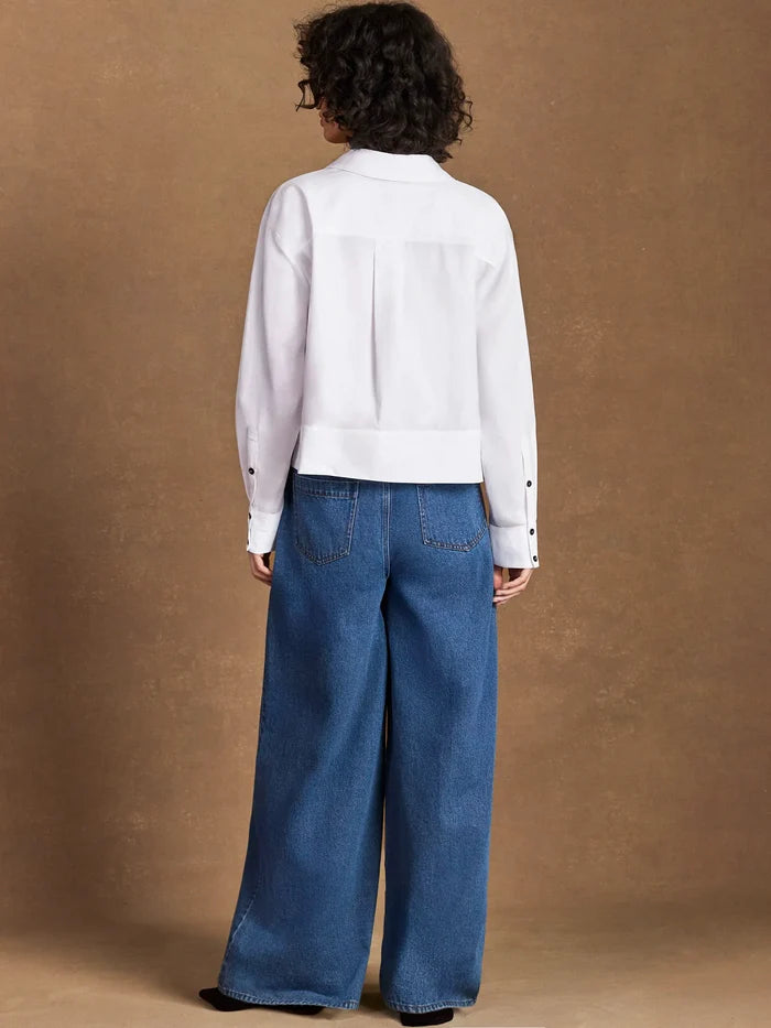 White Cotton Poplin Cropped Shirt