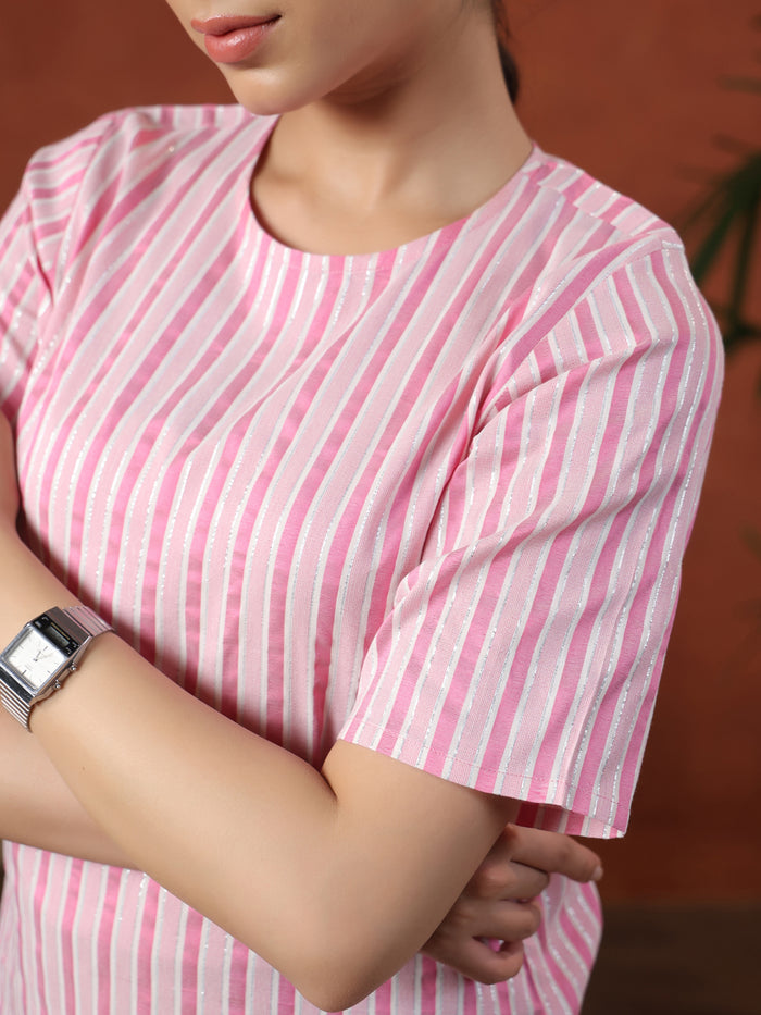 Women's Cotton Self Design Straight Kurta Set