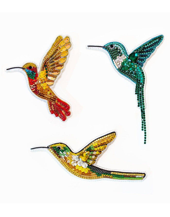 Yellow Hummingbird Beaded Embroidery Brooch/Hanging Decoration Kit