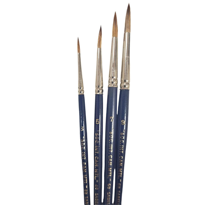 4pcs Finest Sable Imitation Hair "SABELINE Round Watercolour brushes #3-5-7-9 Made in Germany