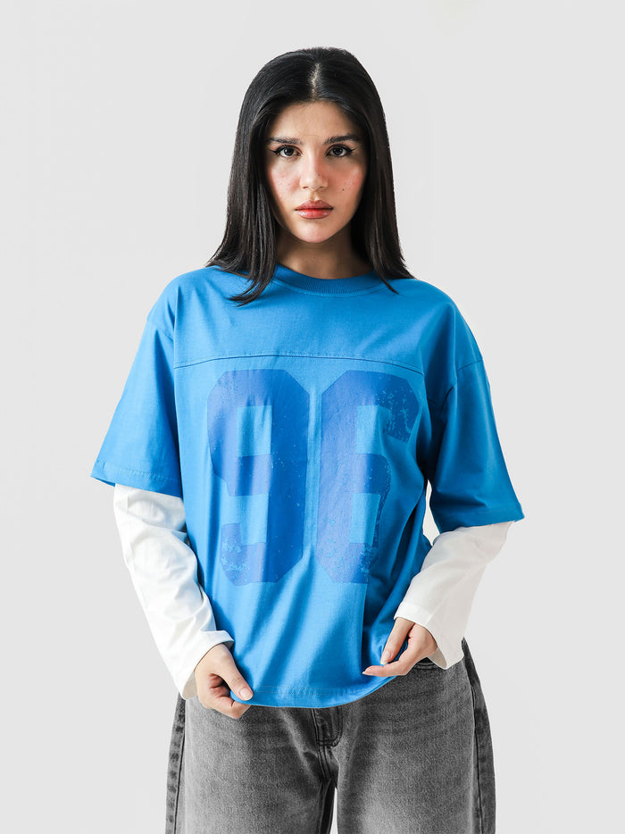 96 Double Layer Jersey electric blue flat lay product layered Pakistan – GROOVY