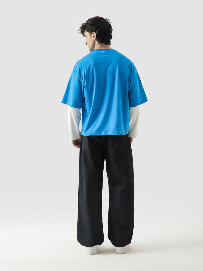 96 Double Layer Jersey electric blue male model side view layered Pakistan – GROOVY