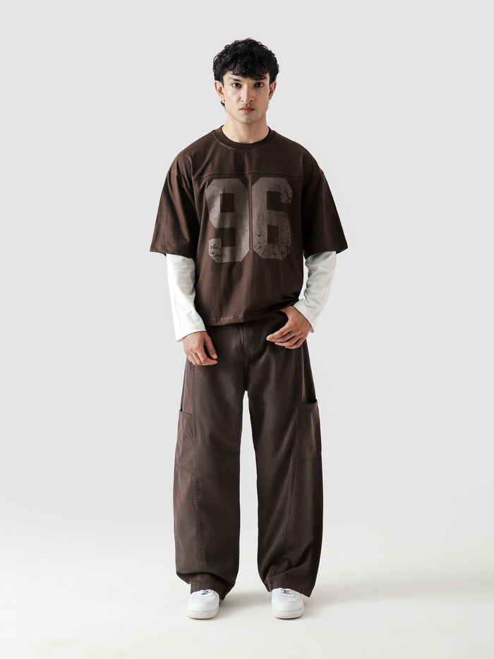 96 Double Layer Jersey mocha brown male model full body front view layered Pakistan – GROOVY