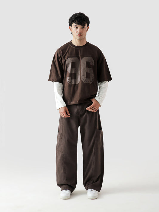 96 Double Layer Jersey mocha brown male model full body front view layered Pakistan – GROOVY