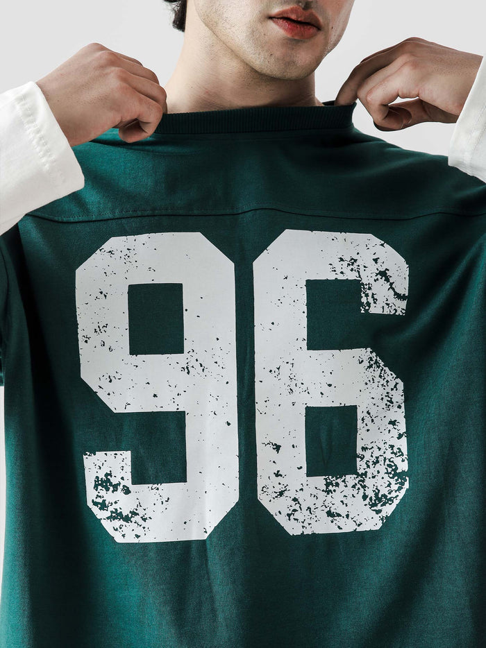 96 Double Layer Jersey racing green male model side view layered Pakistan – GROOVY