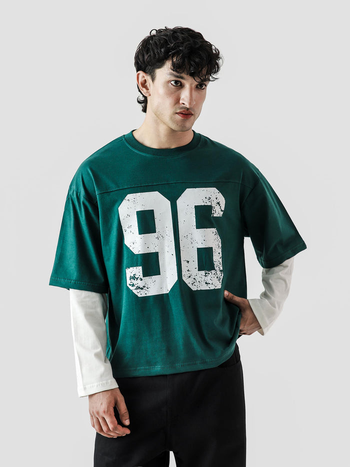 96 Double Layer Jersey racing green male model back view Pakistan – GROOVY