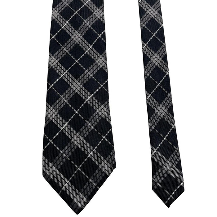 Banana Republic silk tie black and white check pattern with a smooth finish.