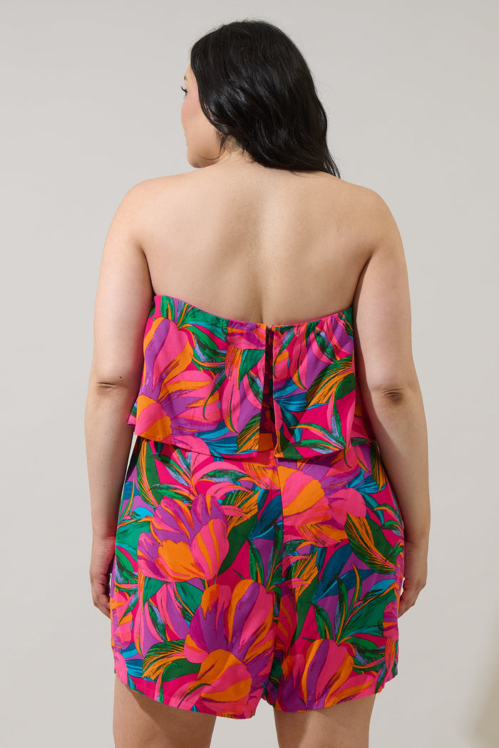 Beal Tropical Strapless Romper Curve