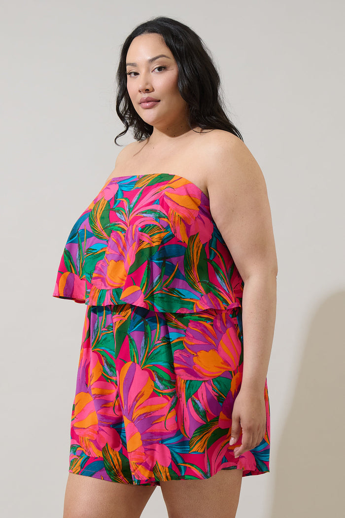 Beal Tropical Strapless Romper Curve