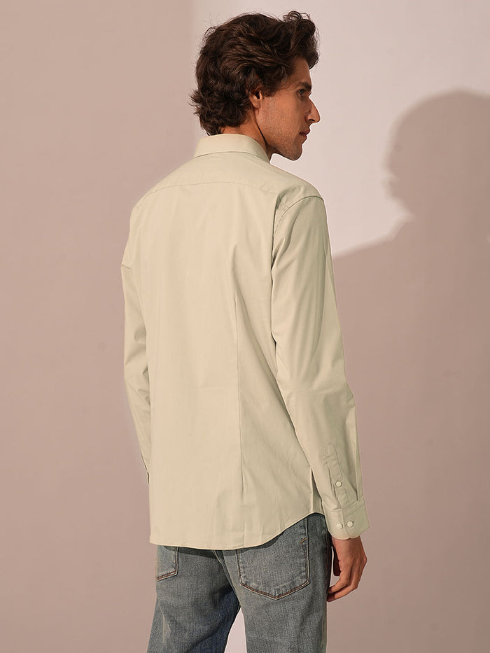 Beige Cotton Formal Shirt