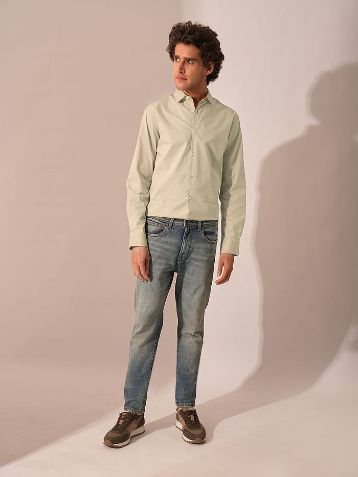 Beige Cotton Formal Shirt