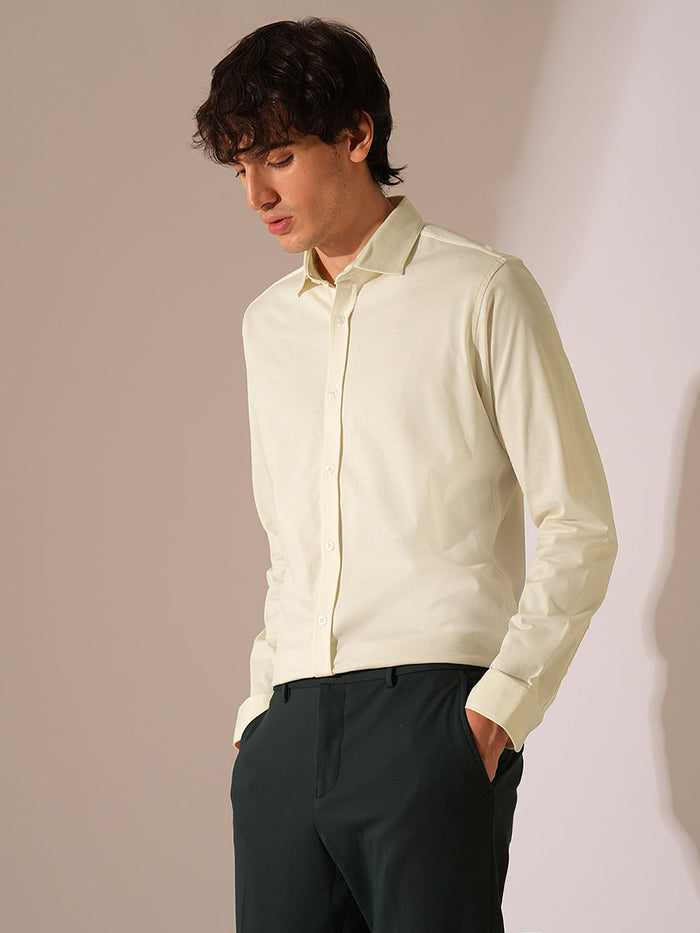 Beige Cotton Knitted Shirt
