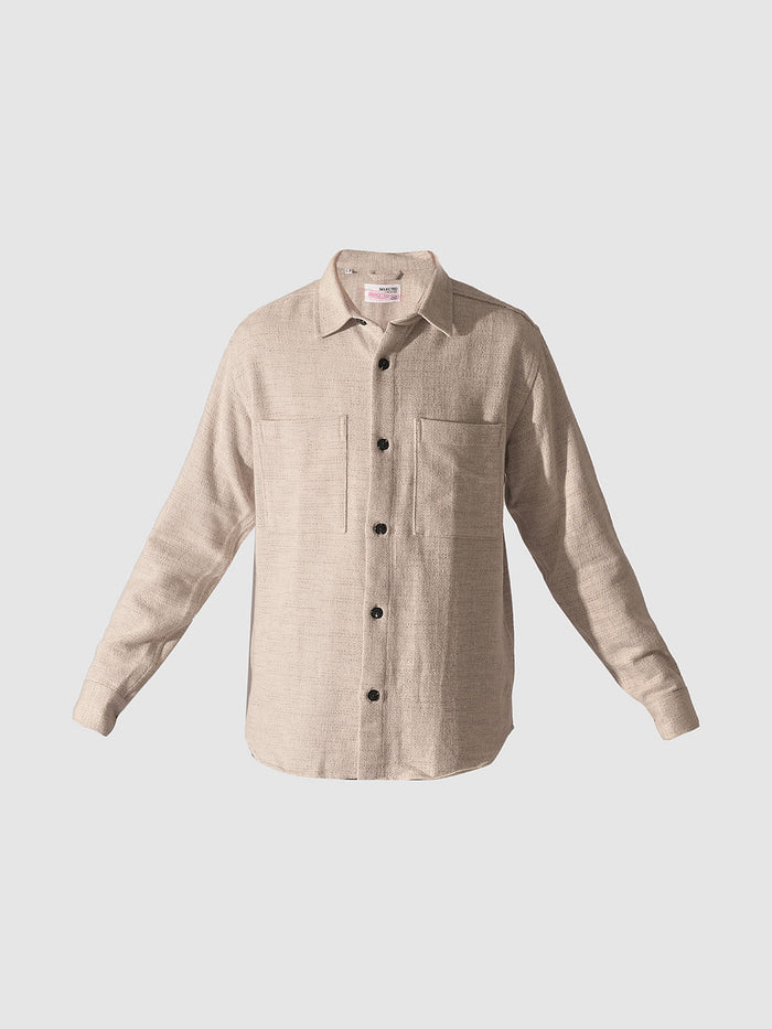 Beige Herringbone Overshirt