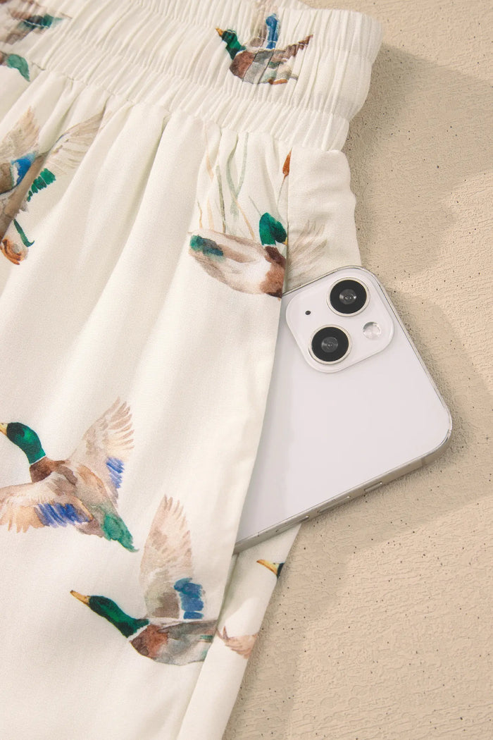 Beige Mallard Print Shirt & Shorts Two Piece Set