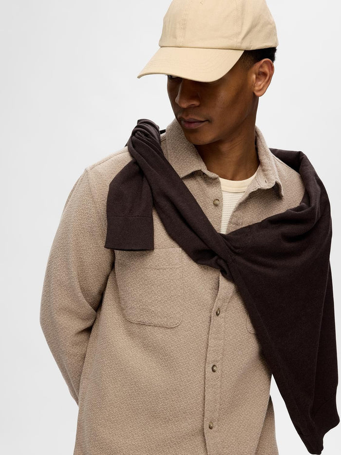 Beige Organic Cotton Full Sleeves Shirt