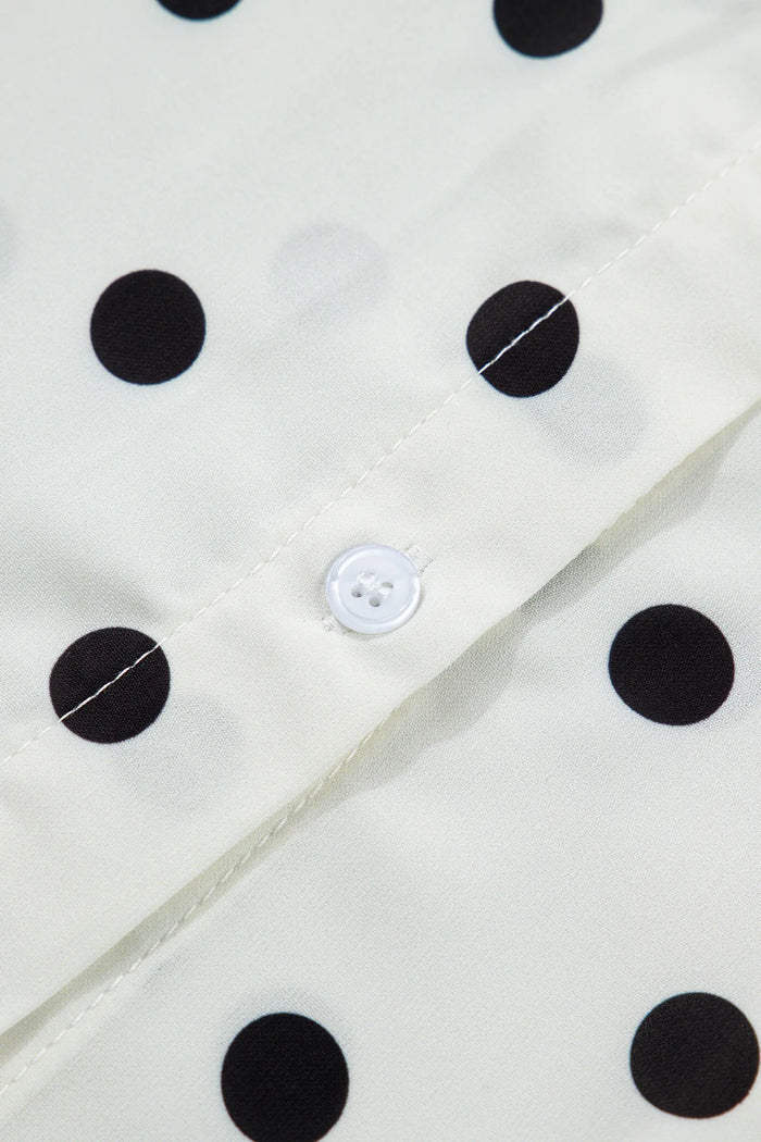 Beige Polka Dot Print Loose Dolman Shirt