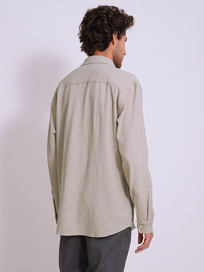 Beige Textured Casual Shirt