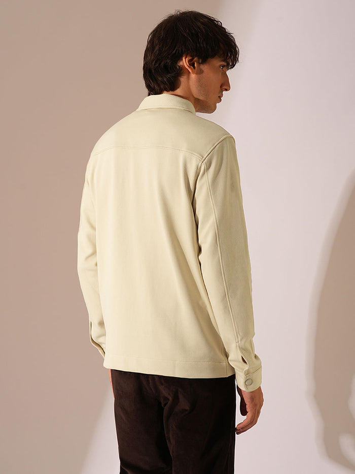 Beige Twill Jersey Overshirt