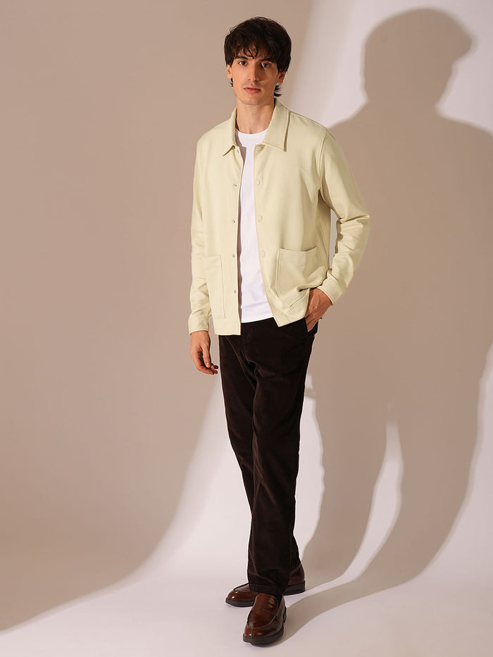 Beige Twill Jersey Overshirt