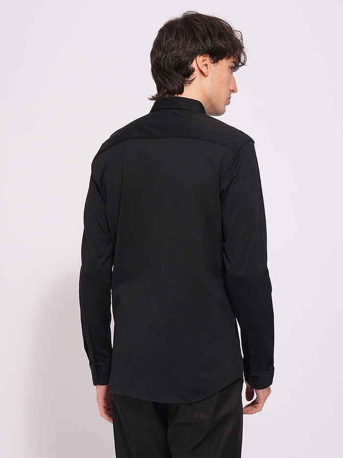 Black Cotton Knitted Shirt