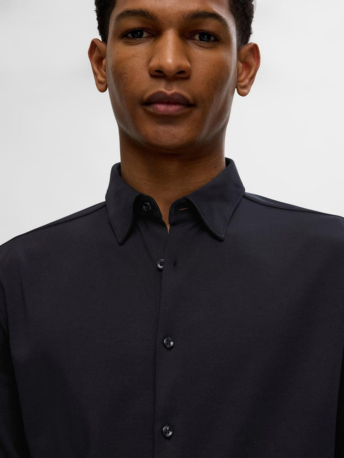 Black Jersey Slim Fit Shirt