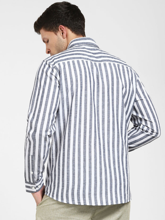 Blue Striped Full Sleeves Shirt