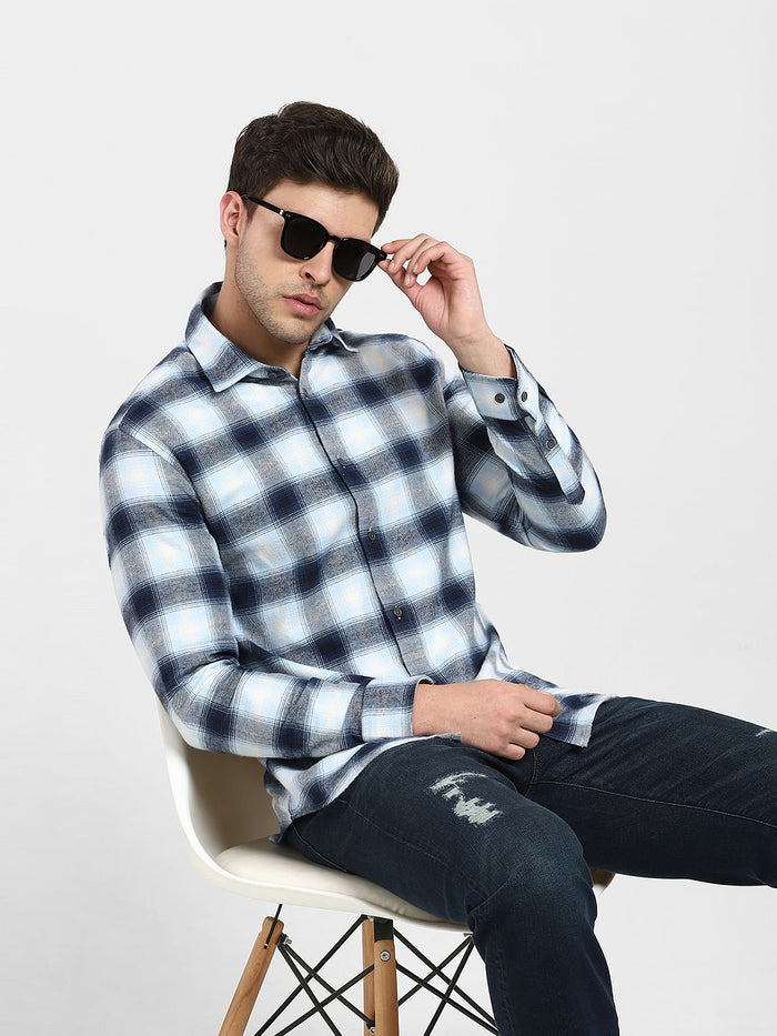 Blue & White Check Full Sleeves Shirt