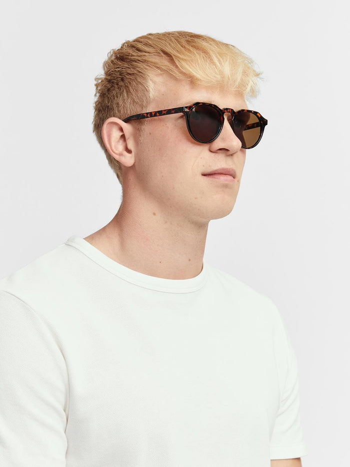 Brown Printed Round Sunglasses