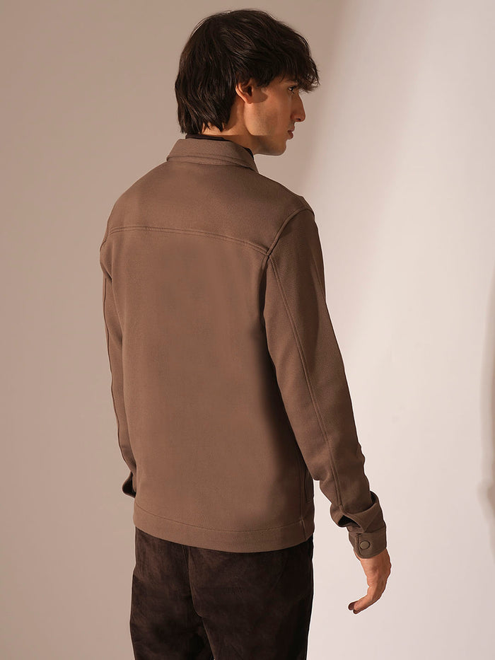 Brown Twill Jersey Overshirt