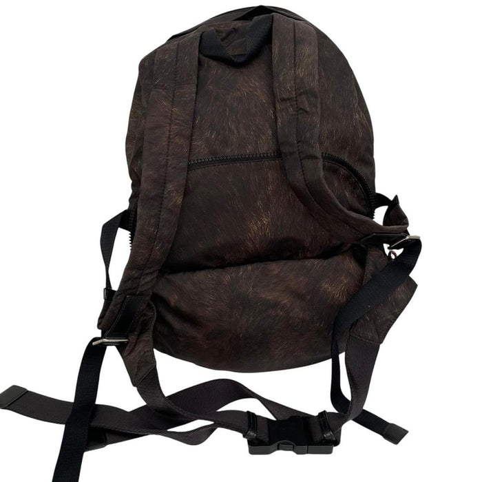 Burberry brown and black convertible bum bag with ape logo and durable material.