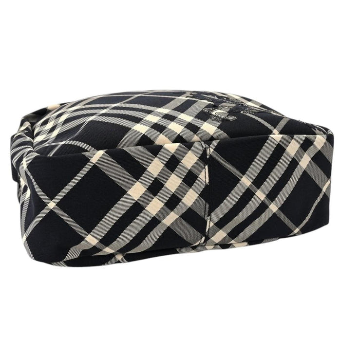 Burberry black and white EKD check canvas duffel bag with logo detail.