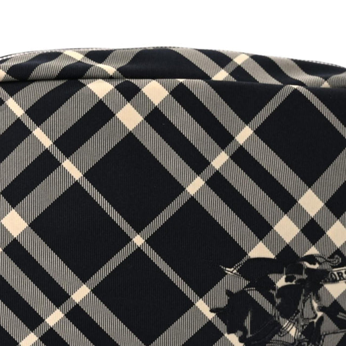 Burberry black and white EKD check canvas duffel bag with logo detail.